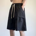 thumbnail image 6 of Men's Cargo Shorts Elastic Waist Solid Color Quick Dry Lightweight Casual Fashion Zipper Pocket Bandage Knee Length Summer Daily Beach Vacation Golf Streetwear Travel Essentials, 6 of 8