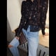 thumbnail image 5 of Camisa de Larga con Botones y Cuello Alto de Encaje de Crochet para Mujer, Estilo Informal, Ajustada, con Botones. Negro M, 5 of 10