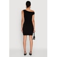 thumbnail image 4 of Womens Asymmetrical Shoulder Ruched Side Mini Dress, 4 of 4