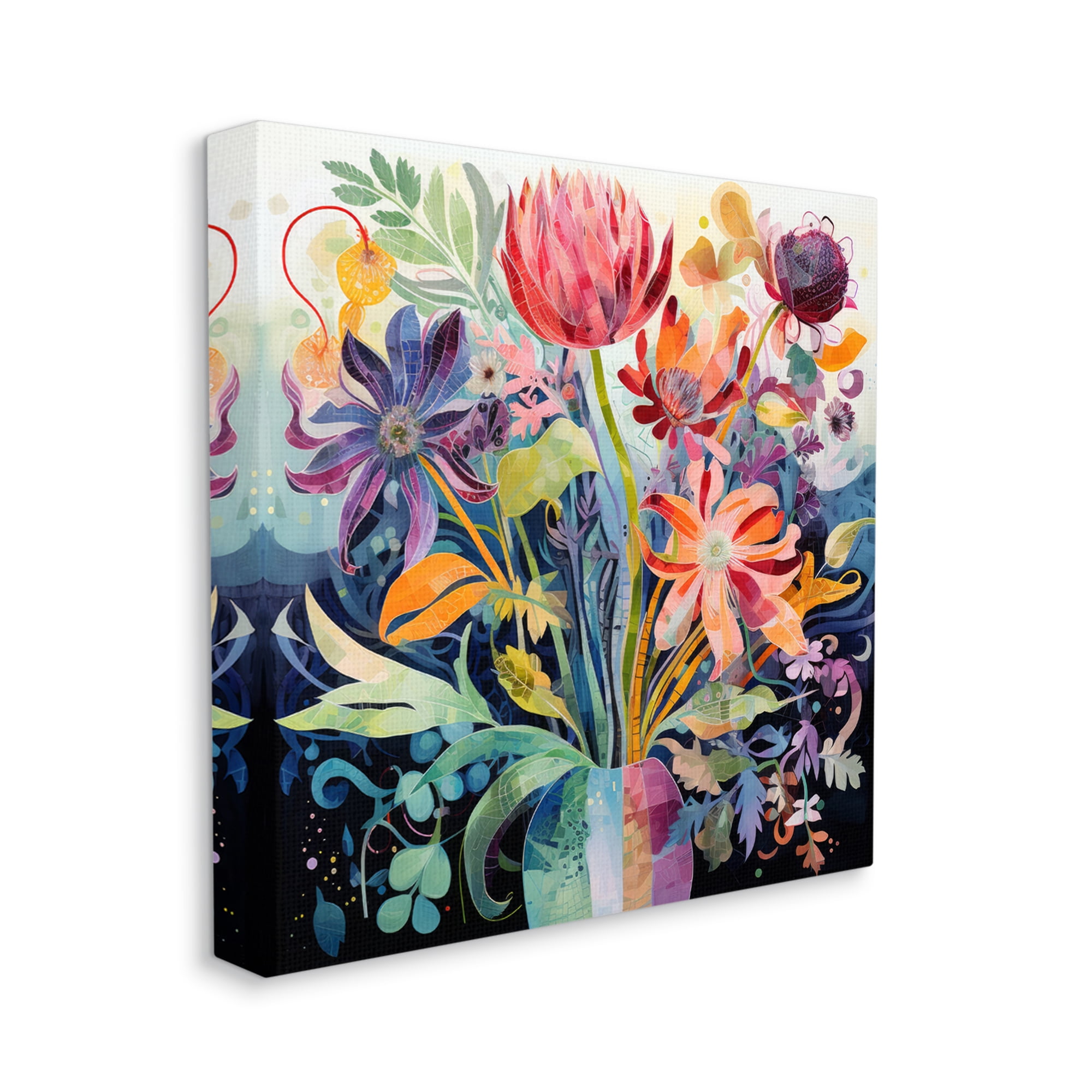 Stupell Industries Busy Modern Florals Botanical & Floral Painting Gallery Wrapped Canvas Art Print Wall Art, 36 x 36
