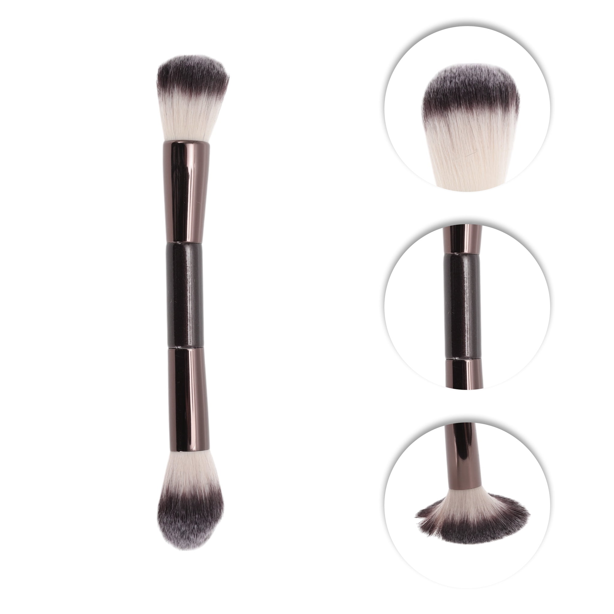 Unique Bargains 1 Pc Convenient Dual-ended Makeup Brush Brown Small