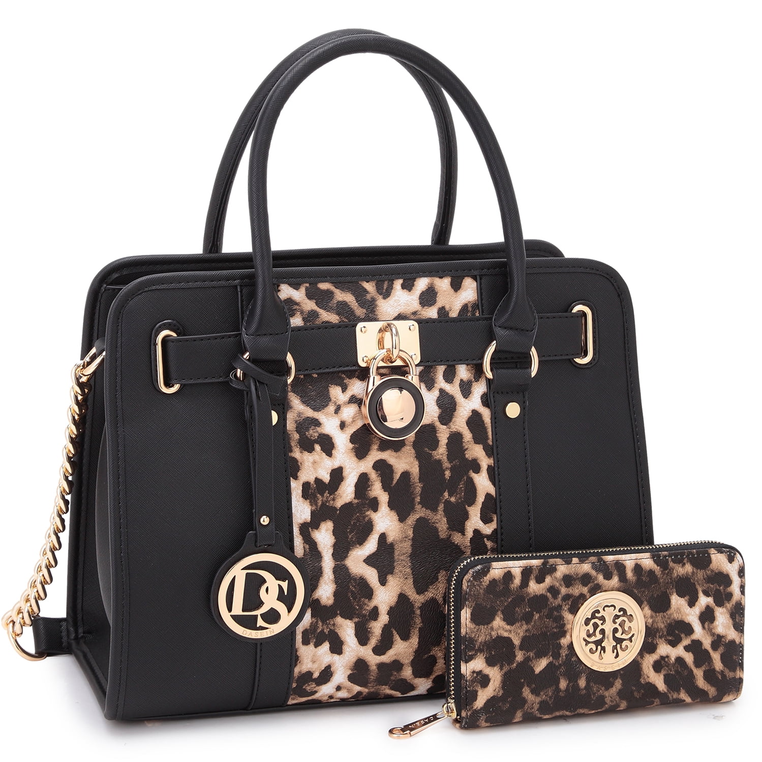 Dasein Women Handbags Purses Two Tone Satchel Bags Top Handle Shoulder Bags Work Tote with Matching Wallet