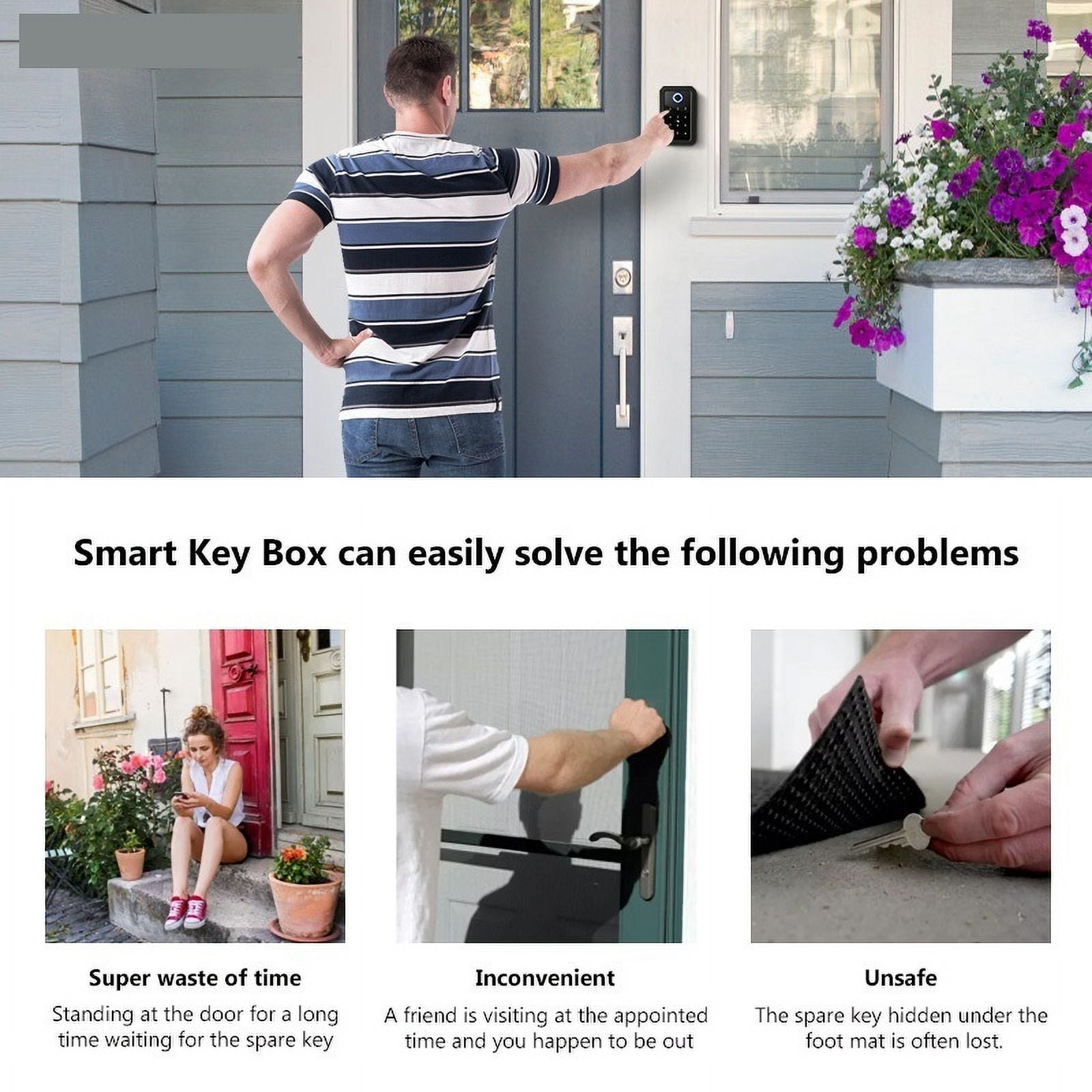 Outdoor Waterproof Safe Security Intelligent Password Storage Lock Tuya or TTLock APP Key Box Anti-theft box ,Maximum Protection