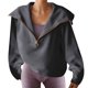 thumbnail image 1 of Gibobby Sudaderas con cremallera Sudadera informal suelta de manga larga con solapa y cremallera para mujer (Gris, L), 1 of 4