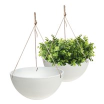 Acerra 14" Hanging Basket, White (13.8Diameter x 6.7"H), 2 Pack