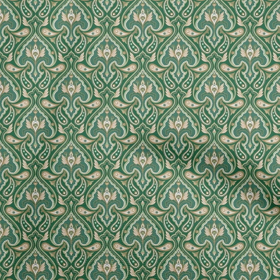 oneOone Cotton Jersey Forest Green Fabric Asian Block Dress Material Fabric Print Fabric By The Yard 58 Inch Wide