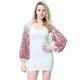 thumbnail image 2 of Mujer Bolero De Gasa De Manga Larga Encogiéndose De Hombros Flor Roja Vino SM SunniMix Bolero de manga larga para mujer, 2 of 8