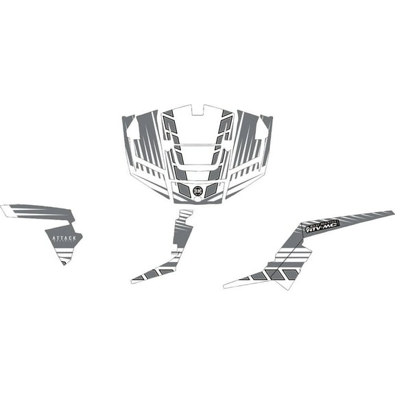 Attack Graphics Brute Complete UTV Graphics Kit White/Dark Grey for Polaris RZR XP 4 1000 High Lifter 2018