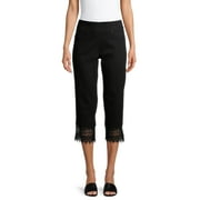 The Pioneer Woman Pull-On Lace Hem Capri Jeans, Womens