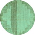 thumbnail image 1 of Ahgly Company Indoor Round Oriental Turquoise Blue Modern Area Rugs, 8' Round, 1 of 4
