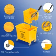 Compact Mop Bucket with Wringer, 21-Quart Rolling Mop Bucket with Separate Dirty & Clean Water