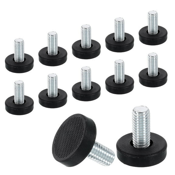 12Pack M8 Thread Furniture Feet Levelers, 22x18 Adjustable Leveling Screw, Black