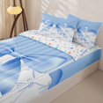 thumbnail image 3 of Erosebridal Princess Blue Bowknot Zipper Queen Comforter Set with Fitted Sheet and 2 Pillowcases,Cute Ribbon Bows Zipper Bedding Set For Girls,Colorful Stars Reversible,4pcs, 3 of 7