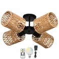 thumbnail image 1 of FSLiving 4 Lights RV Twine Braiding Black Natural Decorative Light Ceiling Light Hallway Light Ceiling Mount, Rechargeable Battery Operated RGB Mode Semi Flush Mount for RV Camper, 1 of 8