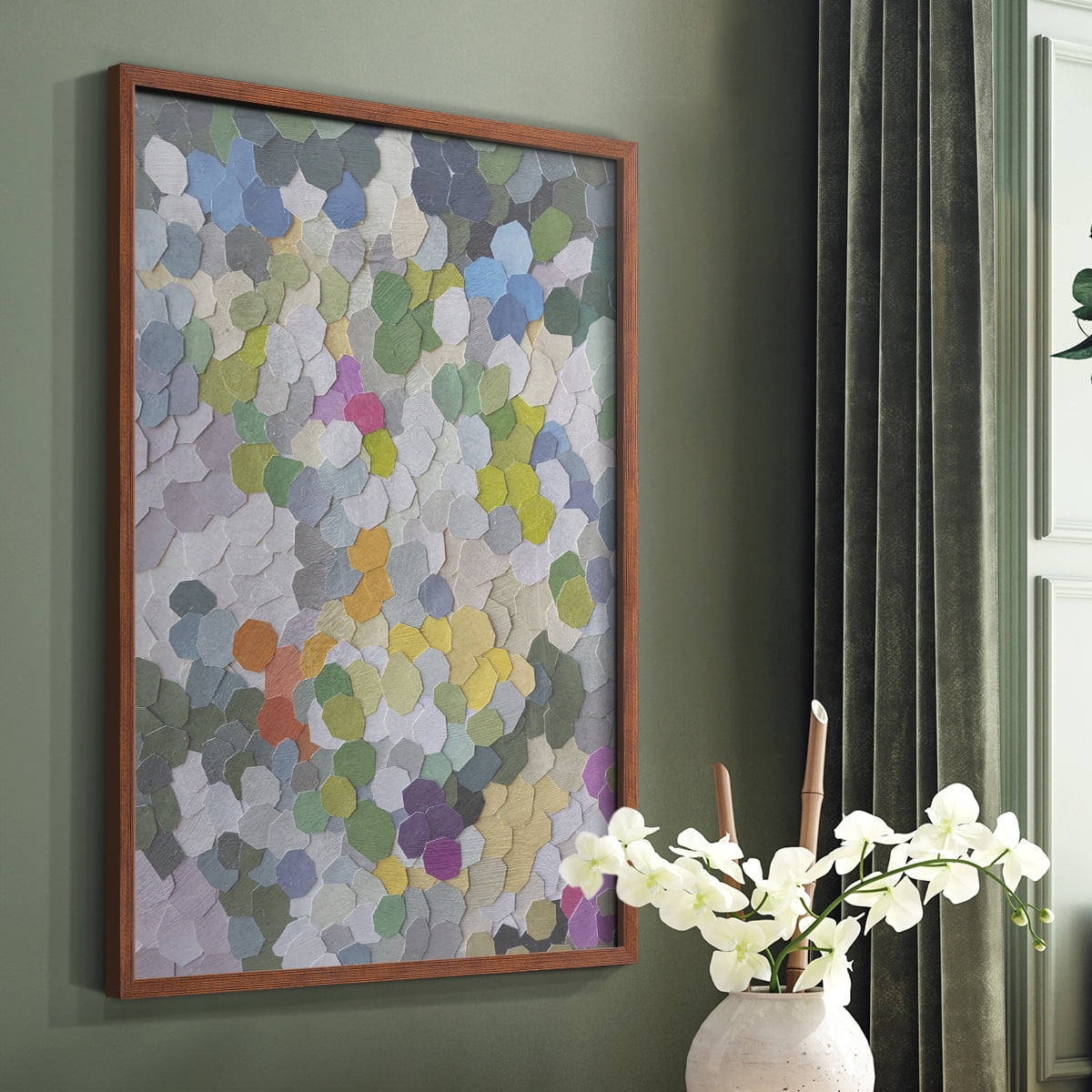 Canne Garden Framed Print in Brown Solid Wood Framed Print No Nail Hanging