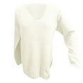 thumbnail image 4 of SRZYMJ 2024 Women's V Neck Ribbed Knit Pullover Sweater Long Sleeve Tunic Soft Classic Casual Fall Fashion Top, 4 of 4