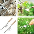 thumbnail image 6 of Gseagtia Manual Weed Killer Garden Tool Stainless Steel Weed Killer with Wood Handle Gardening Tool to Weed Your Garden Long 2 Piece, 6 of 7