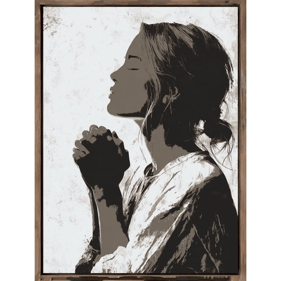 UXIEQU Praying Woman Art Print Canvas Wall Art 15.75x11.81 INCHES