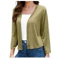 thumbnail image 3 of Asklazy Women's 3/4 Sleeve Shrugs Lightweight Open Front Cropped Cardigan for Women,US Size,XL,Army Green, 3 of 11