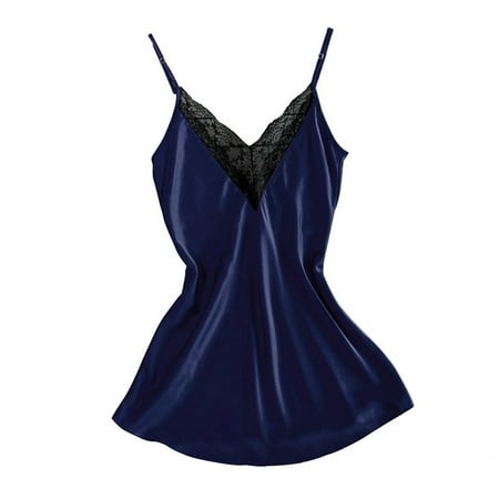 

EUHDSSDE Follure Women s Lace Satin Silk Sleepwear V-Neck Lingerie Pajamas Nightdress Underwear