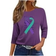 thumbnail image 5 of JTZGDY Breast Cancer Awareness Shirts for Women Plus Size Casual 3/4 Length Sleeve Crew Neck Tunic Tops Trendy 2025 Octorbor Pink Ribbon Print Graphic Oversized Tees Blouses Purple#03 XXXL, 5 of 8