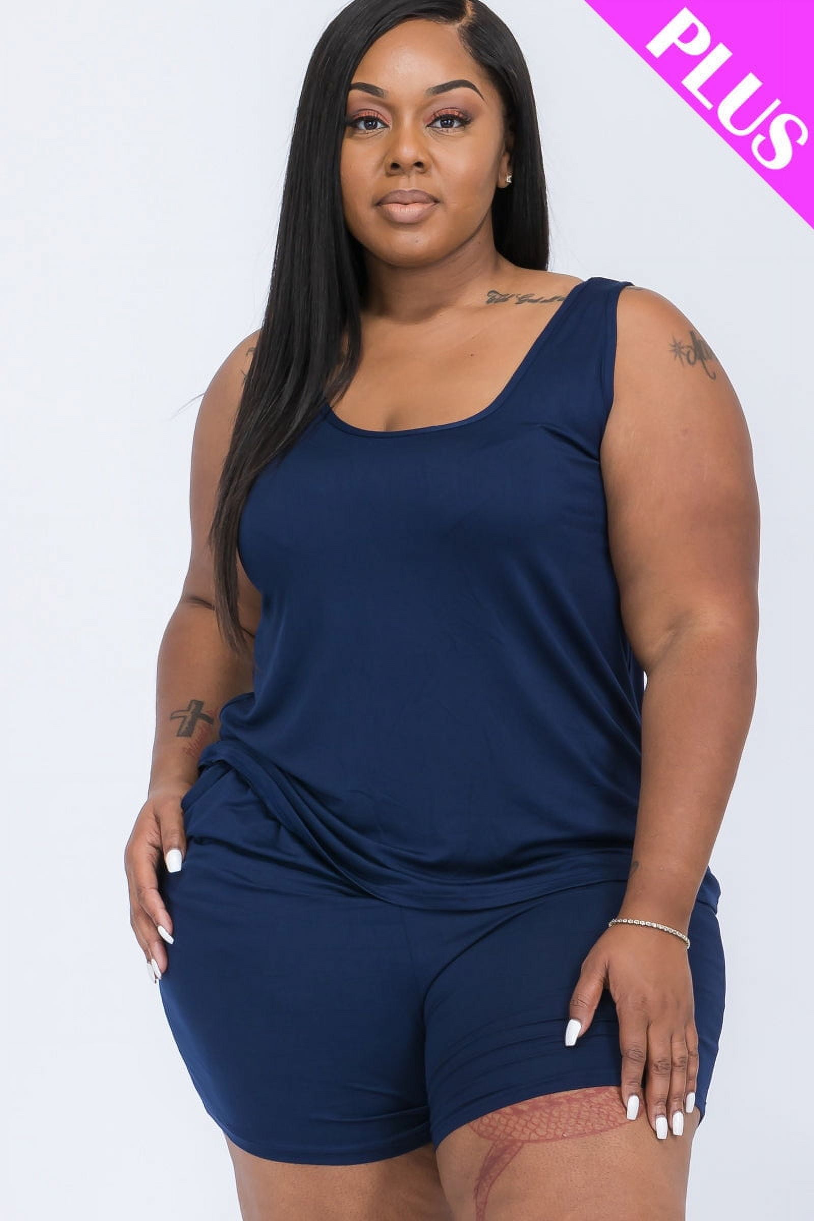 Comfortable Tank Top and Shorts Set in Plus Size