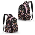 thumbnail image 2 of SEANATIVE 17 Inch School Bag for Kids Teens Stylish Girls Boys Backpack Book Bag Laptop Backpack for Elementary Middle High School Students, Floral Black Cat Pink, 2 of 7