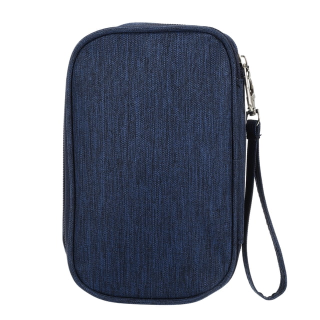 Organizador Electrónico Único de Bargains, Doble Capa, Bolsa Portátil Impermeable para Cables, Color Azul, 7.48"x4.72"x1.38"