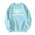 thumbnail image 5 of Resicozy Womens Crewneck Sweatshirts Fashion Oversized Pullover Sweaters Fall Winter Cute Bow Tops Clothes 2025 Sky Blue M, 5 of 5