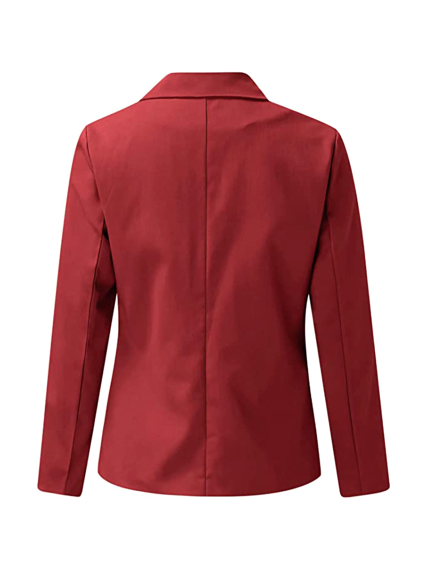 Niuer Ladies Elegant Open Front Business Jackets Women Plain Cardigan  Jacket Long Sleeve Work Solid Color Mid Length Blazers Red M 