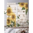 thumbnail image 4 of Sunflowers Semi Sheer Curtains 108 Inch Length 2 Panels Set, Farmhouse Botanical Flowers Bees Wooden Sheer Kitchen Curtain Privacy Voile Window Curtain for Living Room Bedroom Rod Pocket Drapes, 4 of 7