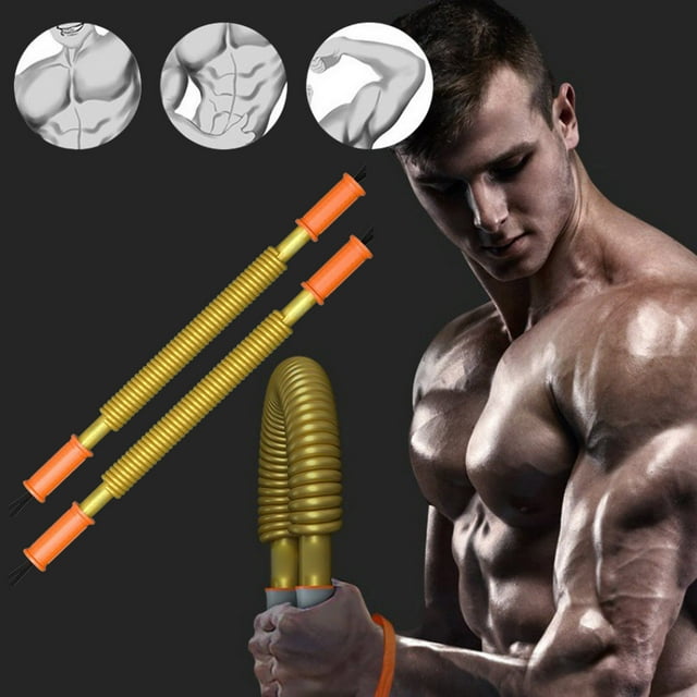 Riforla Spring Power Twister Bar Upper Body Exercise Fitness Workout Chest Expander Strength Training for Muscle Pulling Fitness & Yoga Equipment Gold