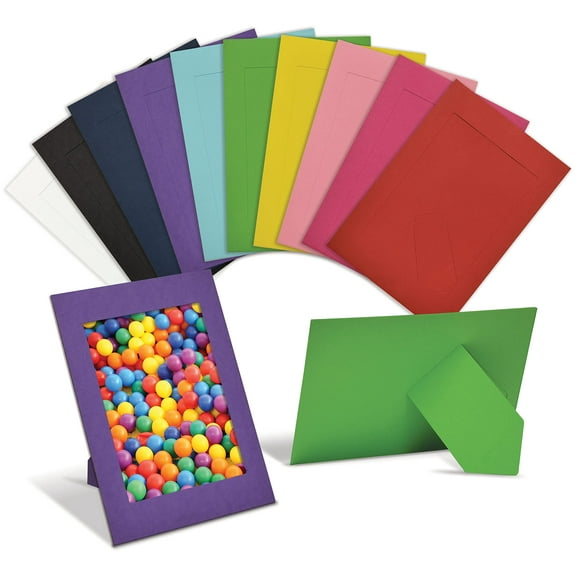 Better Office Products Paper Picture Frames for 4 x 6 Inch Inserts, 50 Pack, Heavy Cardstock Photo Frame with Easel, Standing Paper Frames (Assorted Colors)