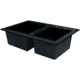 thumbnail image 2 of Transolid Radius 33in x 22in silQ Granite Drop-in Double Bowl Kitchen Sink with 4 ABCD Faucet Holes, In Black, 2 of 4