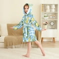 thumbnail image 4 of FORMRS Niños Bathrobe Unisex Hooded Robe Soft Plush Pajamas Sleepwear, Size 4-6T, Cartoon Plaid Lemon, 4 of 7