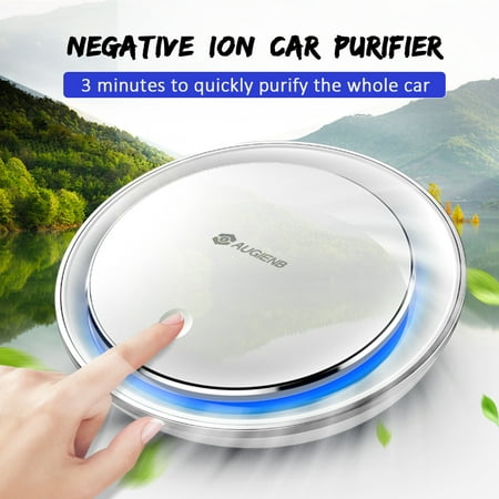 AUGIENB Car Air Purifier HEPA Filter Negative Ion Aromatherapy RGB Night Light Silent Smoke Odors Dust Bacteria Pollen
