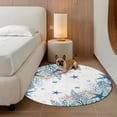 thumbnail image 3 of Summer Marine Life Round Living Room Rugs 4 ft, Watercolor Blue Starfish Ocean Bubble Coral Washable Area Rug with Non-Slip Sturdy Edge Binding Round Carpet for Entryway Kitchen Bedroom Bathroom, 3 of 9