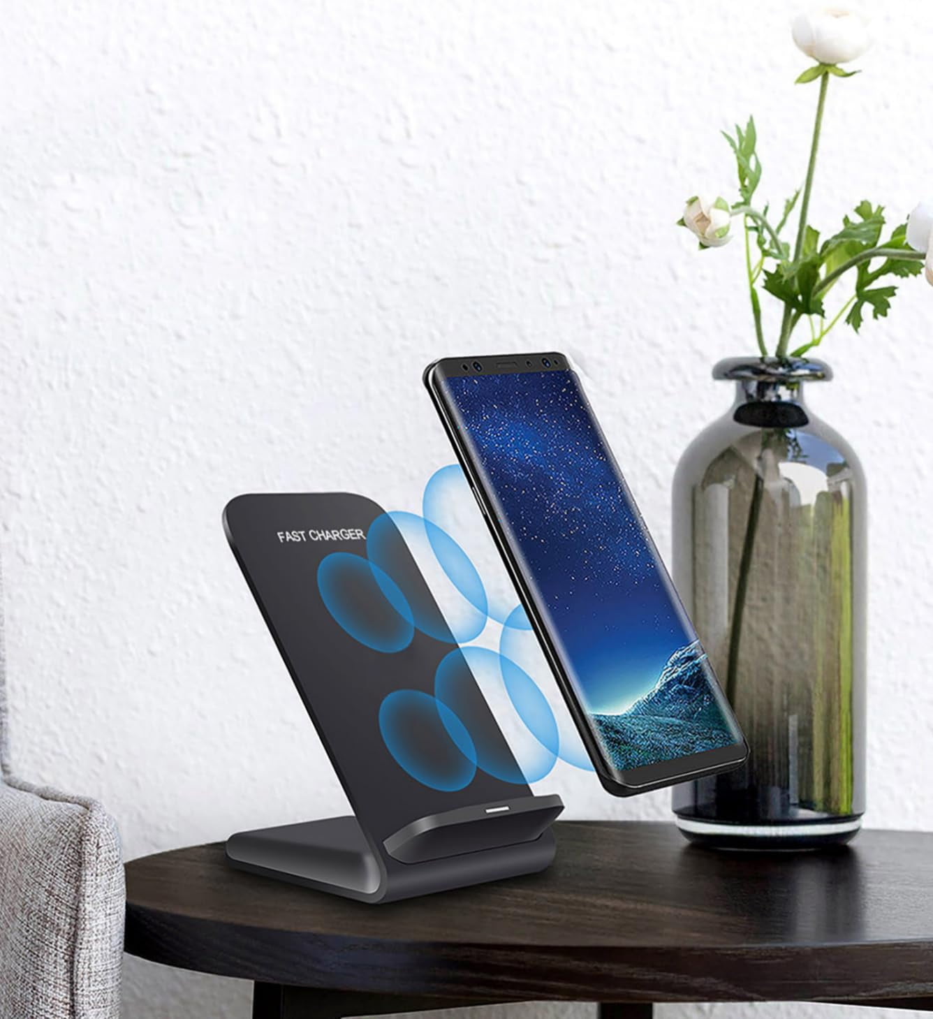 panningbo 20W Fast Wireless Charging Stand with QC3.0 Adapter for Samsung Galaxy S24 S23 S22 S21 iPhone 15 14, Qi Certified Dual Coil Phone Charger, LED Indicator