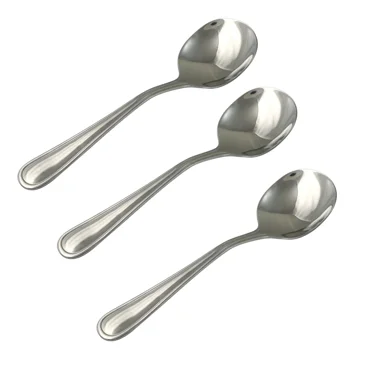 Mainstays Fleetline Adult Stainless Steel Soup Spoon,3-Pack, Silver