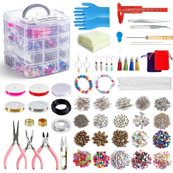 Jewelry Making Kit, 1960 pcs Jewelry Making Supplies Includes Jewelry Beads, Instructions, Findings, Wire for Bracelet, Necklace, Earrings Making Kit for Adults by Inscraft