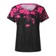 thumbnail image 3 of Gibobby Playera Corte clásico para MujerCamiseta cómoda informal con cuello en V asimétrico a la moda para mujer, manga corta(Rosa caliente,CH), 3 of 5