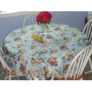 Sana Enterprises Tablecloth Polyester Fabric, Stain and Wrinkle Resistant, for Dining, Kitchen, Parties, Buffet, Weddings or Everyday Use. Seats 4-6 persons. (Blue Floral, 70 Inch Round)