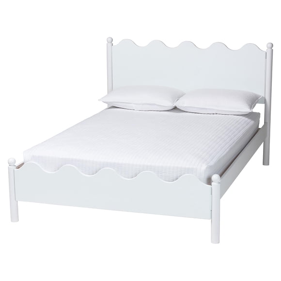 Baxton Studio Malaya Lit Plateforme Complet en Bois Blanc Moderne avec Bords Festonnés
