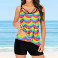 thumbnail image 2 of Tankini Swimsuits for Women Plus Size Print Strappy Back Set Two Piece Swimdress Bathing Suits, 2 of 7