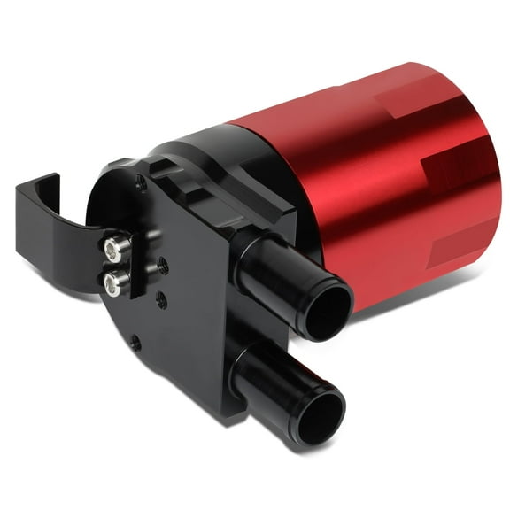 DNA Motoring PT-ZTL-9048-RD-BK Universal Billet Aluminum Baffled Oil Catch Can Reservoir Tank 240ml 2-Port 90mm OD Red/Black