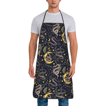 

Xecao Snake Sleep Print Funny BBQ Chef Aprons for Men Women Adjustable Kitchen Cooking Aprons with Pocket Waterproof Oil Proof No Pilling Fading