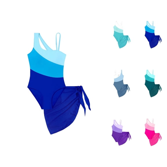Girls Swimsuit Girls Bathing Suits Girls Swimwear for Girls with Modern Color Block Cutout and Mesh Overlay SwimSuit for Summer Beach Play
