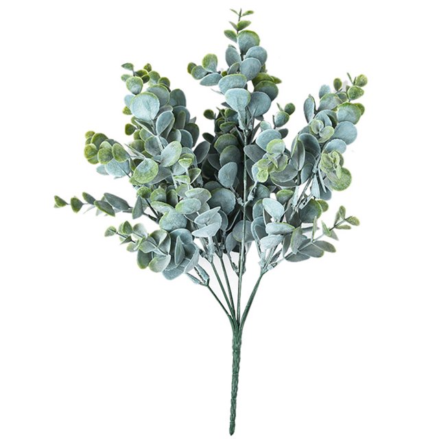 Ramo de hojas artificiales, hojas de plástico, rama, banquete de boda, decoración de hojas falsas, decoración del hogar, gris kenally HA7416-02B