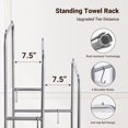 thumbnail image 3 of ELYKEN 40'' Tall Standing Towel Racks, 3 Tier Towel Drying Rack Outdoor, Pool Towel Stand Blanket Holder with Shelf & 4 Removable Hooks, Metal Freestanding Towel Racks for Bathroom, Smooth Silver, 3 of 8