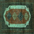 thumbnail image 1 of Ahgly Company Machine Washable Indoor Square Persian Turquoise Blue Traditional Area Rugs, 4' Square, 1 of 4